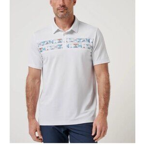 TravisMathew Good Good Polo Mens XXL White Chest Stripe Golf Performance